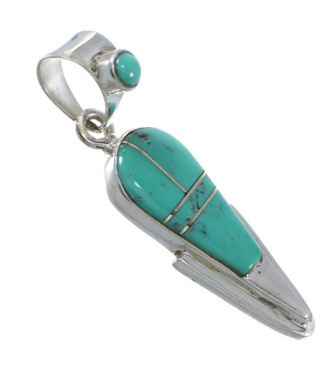 Turquoise Inlay Silver Southwestern Pendant AX78723